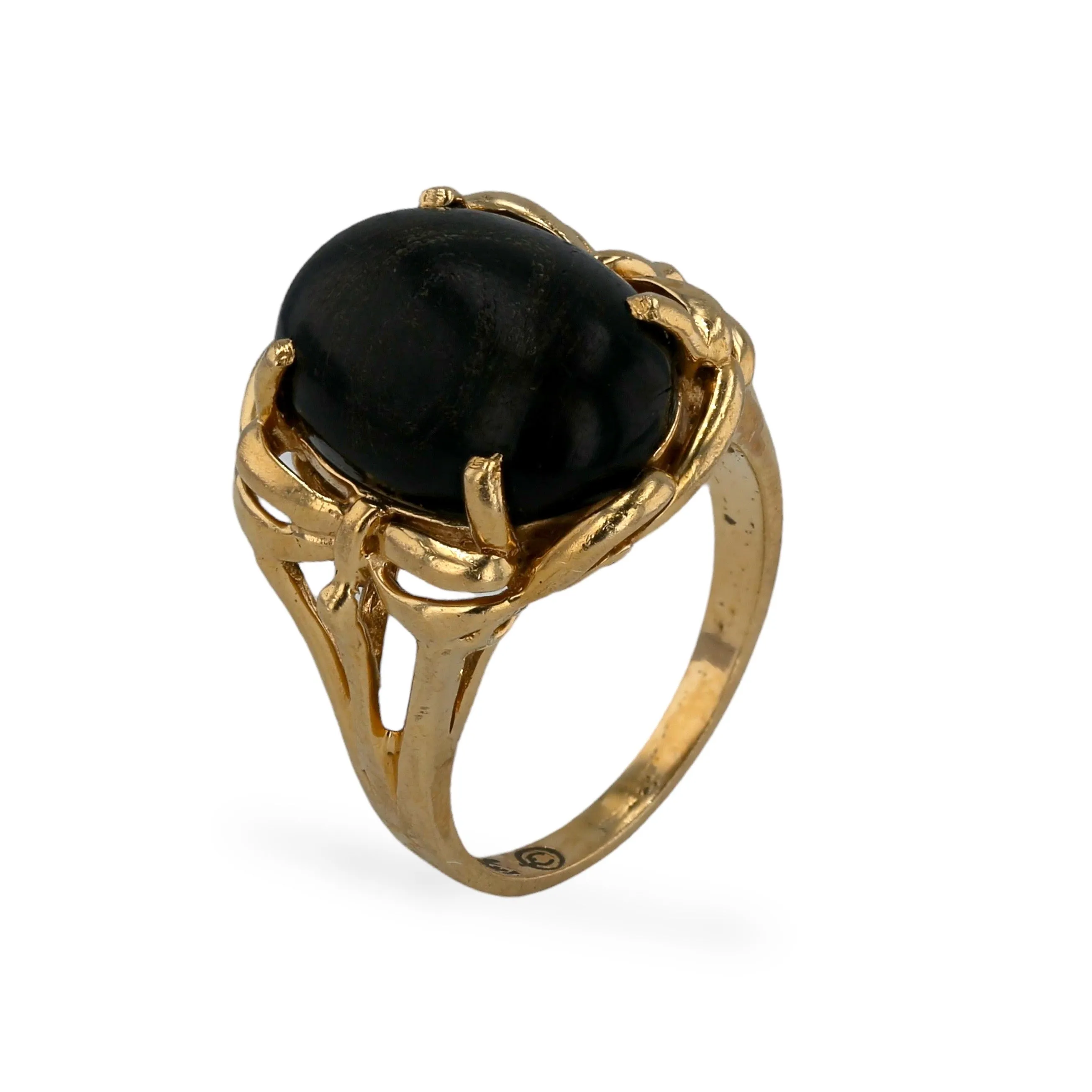 Yellow 14k rough original onyx vintage ring