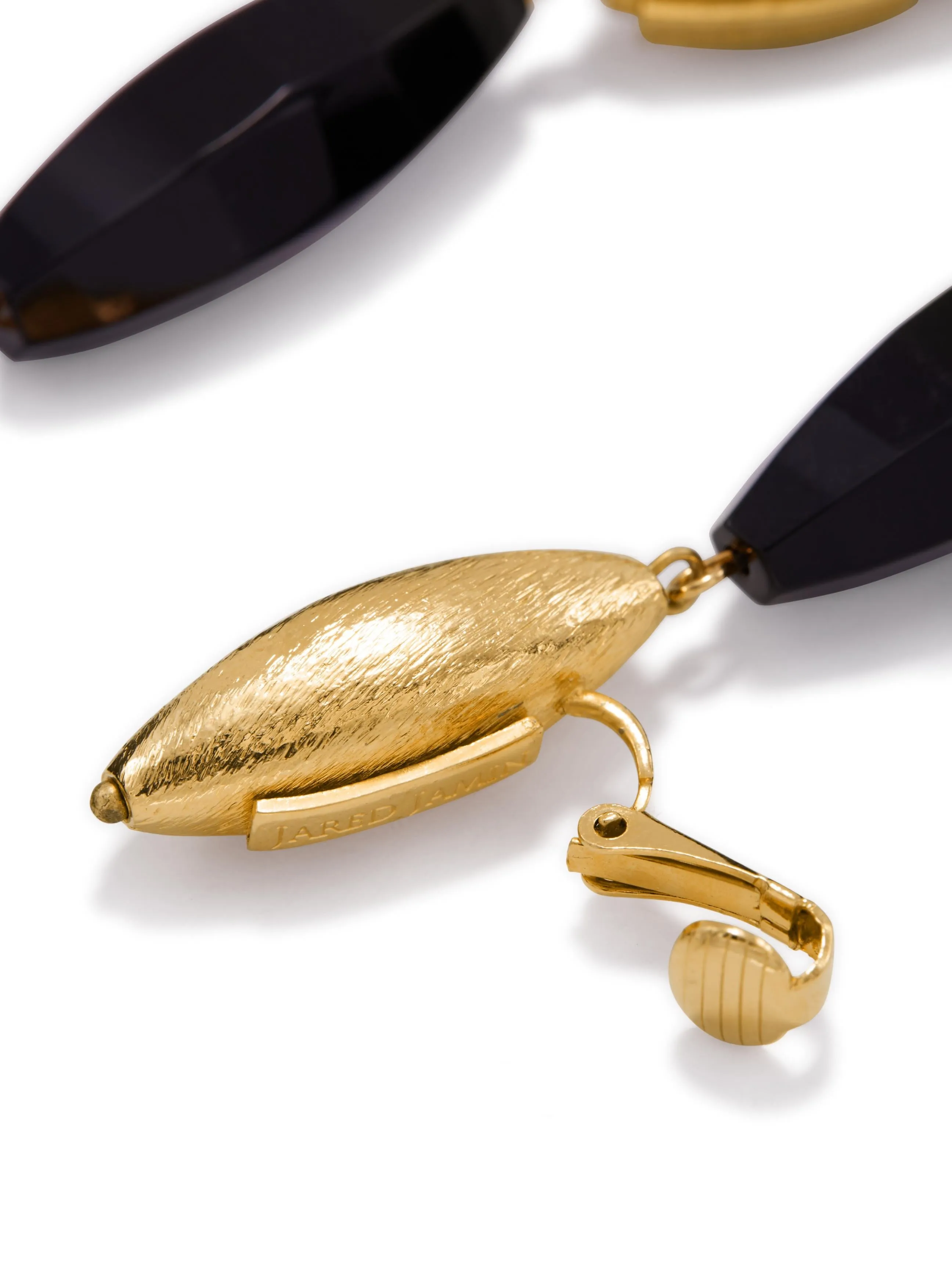 Zeppelin Gold Isla Onyx Clip-on Earrings