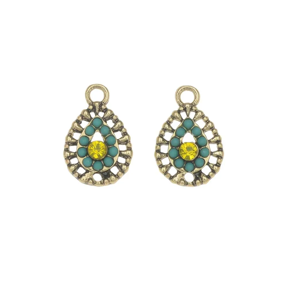 Zola Elements Charm, El Sol Filigree Teardrop 11x17mm, Antiqued Gold Tone (2 Pieces)